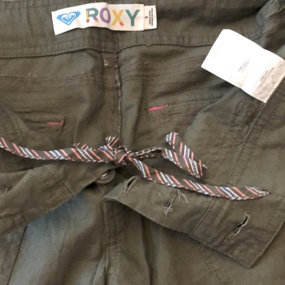 Roxy Button Fly Linen Blend Pants in Green Size 3 Juniors - Picture 9 of 17